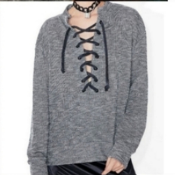 Daydream Nation Sweaters - Daydream Nation Oversized Lace Up Terry Dream Pullover Sweater